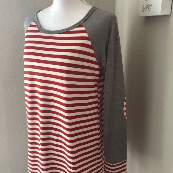 Twenty Second Red Striped Tunic w/ Elbow Patches - Picture 2 of 5